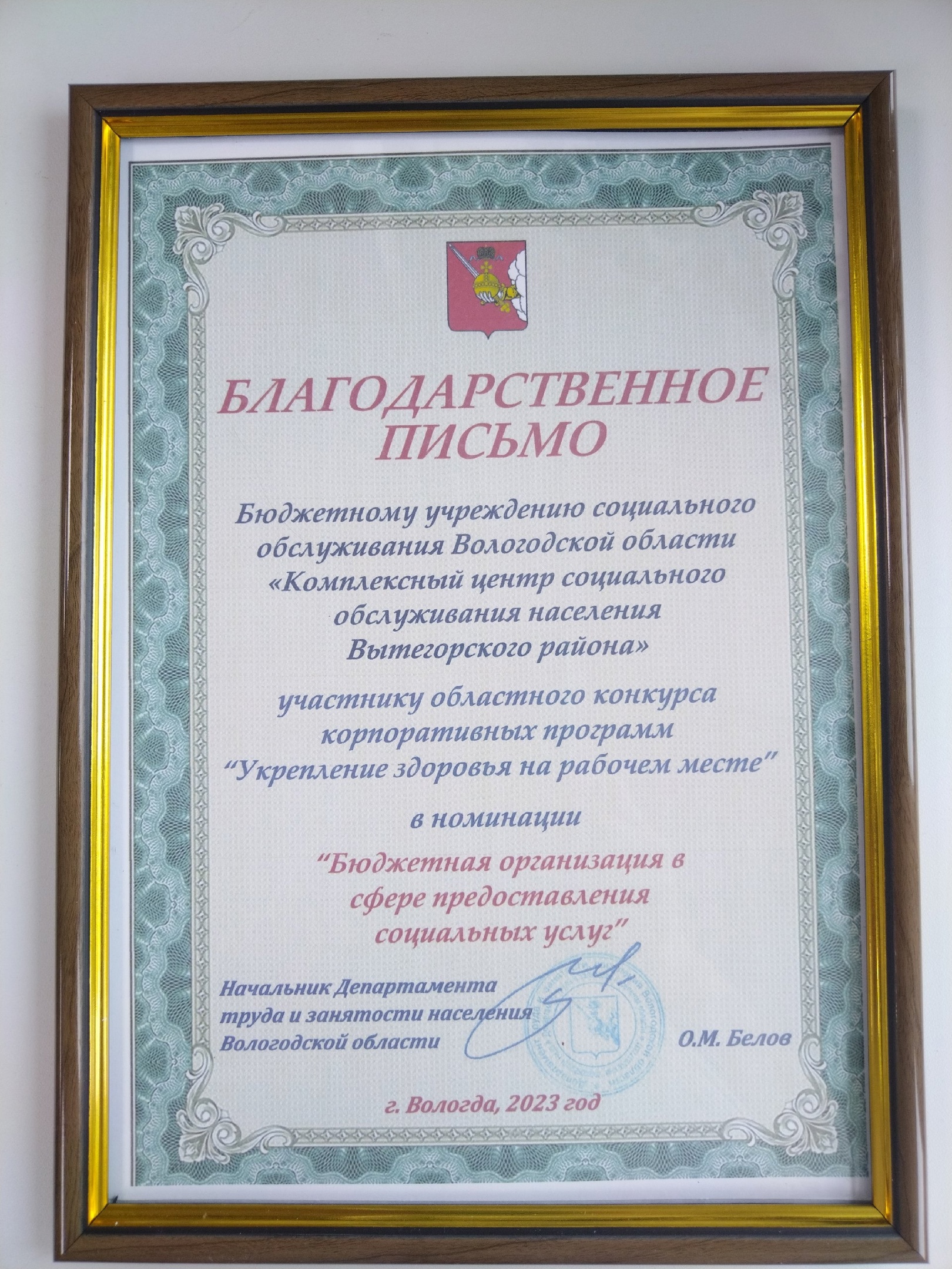 Отмечены благодарственным письмом 